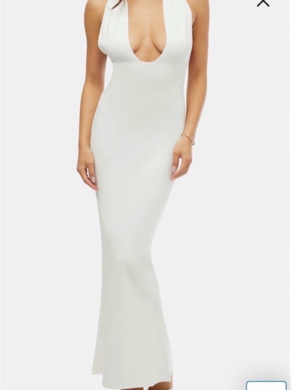 WeWoreWhat White Deep-V Halter Maxi Dress